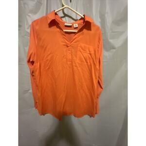 Liz Claiborne Woman L Long sleeve V-neck Tunic Top Orange